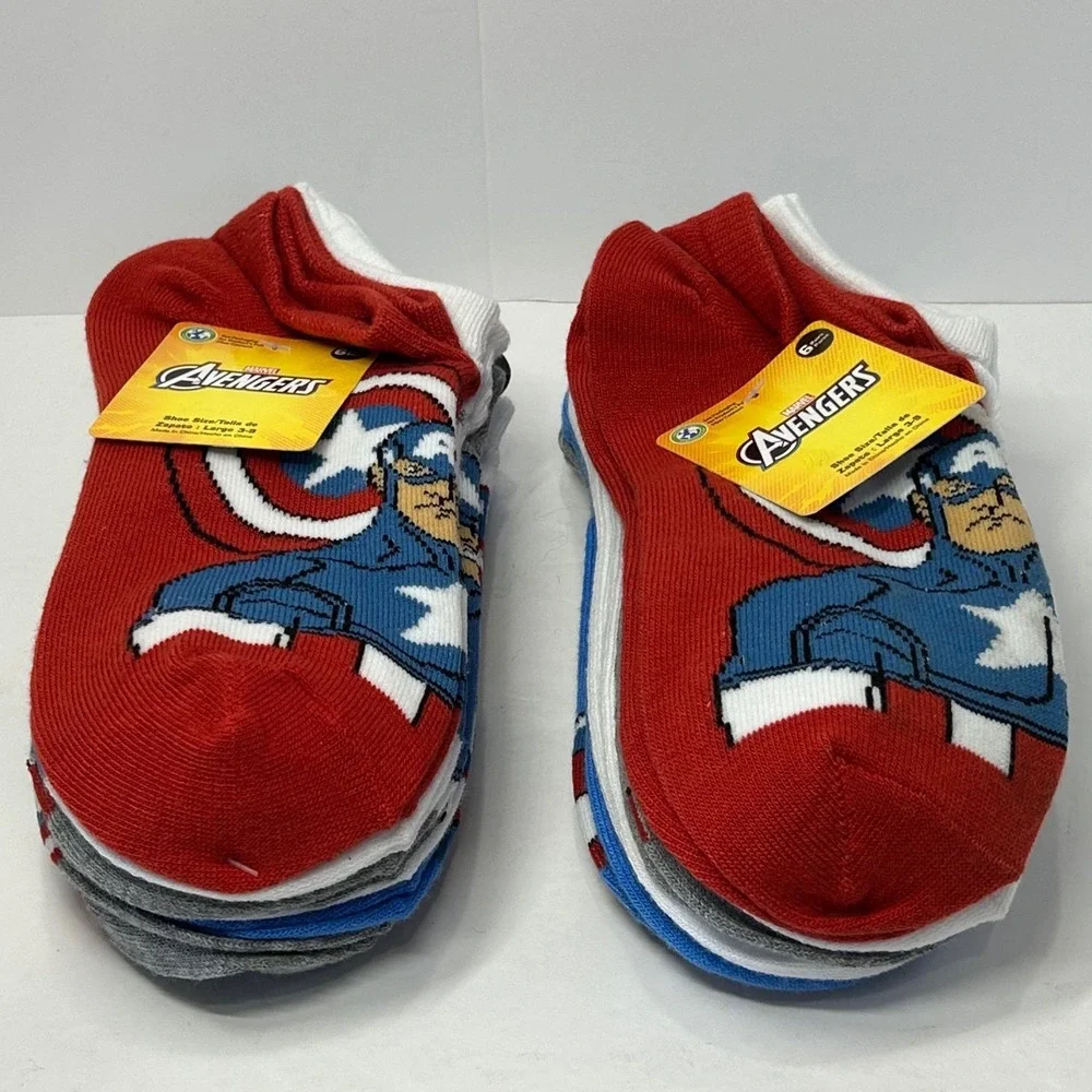 Marvel Avengers Captain America‎ Kids Ankle Socks 12 Pairs Shoe Size 3-9 New